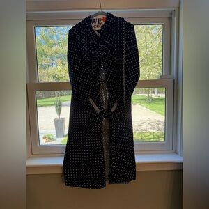 Navy cotton Polka Dot midi dress